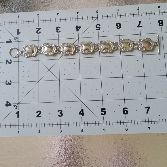 Charming Stamped 925 Link Toggle Braclet Sterling - Picture 1 of 4